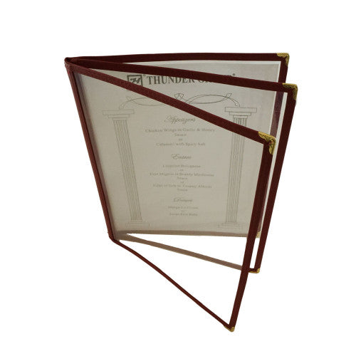 3 Page Book Fold Maroon Menu Cover 216mm x 279mm