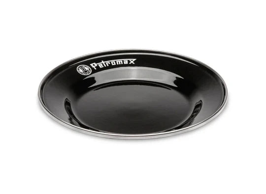 Set of 2 Black Enamel Plates Large