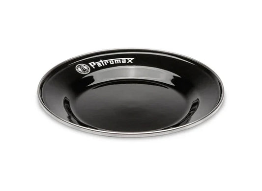 Set of 2 Black Enamel Plates Large