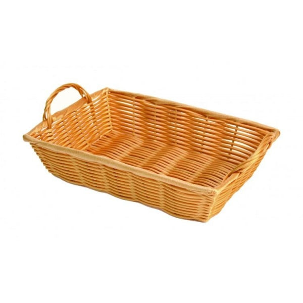 Plastic Woven Basket with Handles 305mm x 203mm x 76mm