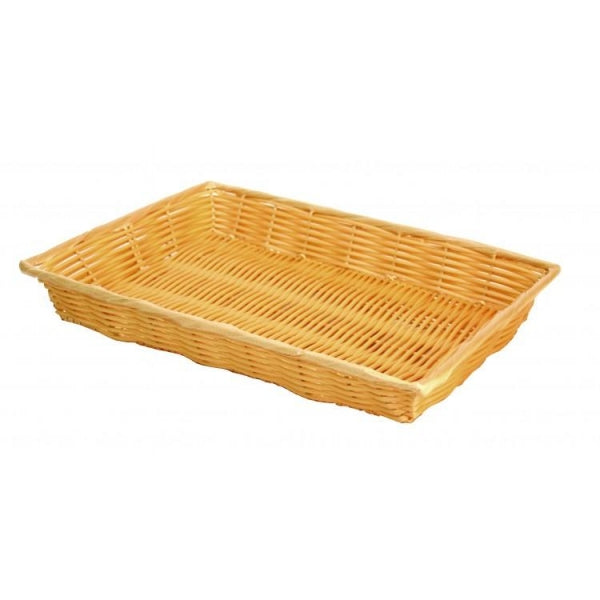 Plastic Woven Basket with Handles 406mm x 279mm x 76mm
