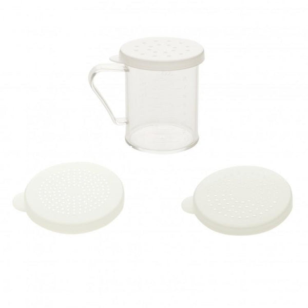 Polycarbonate Dredge with 3 Snap-On Lids: Fine, Medium and Large Holes