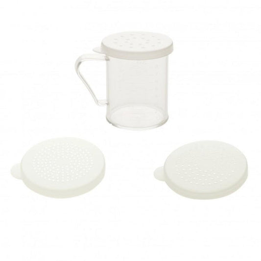 Polycarbonate Dredge with 3 Snap-On Lids: Fine, Medium and Large Holes