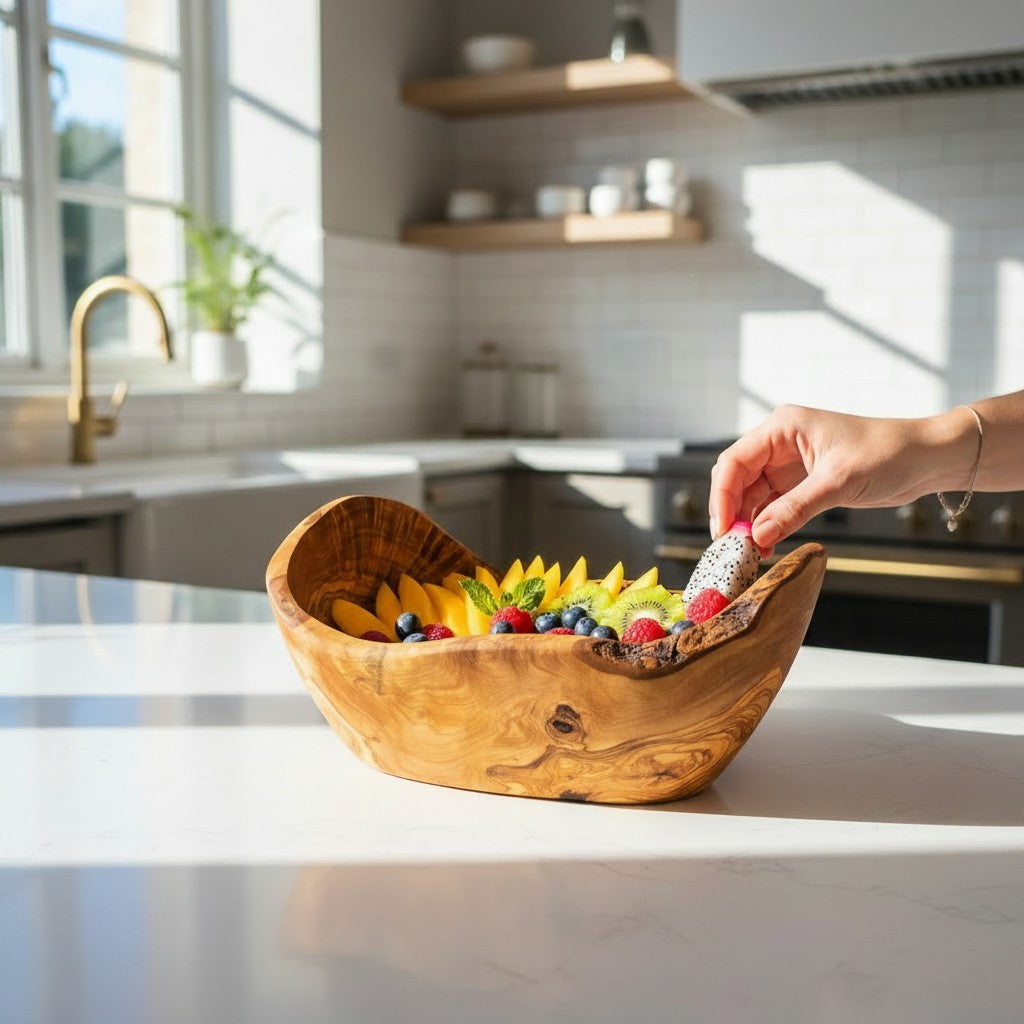 Hand-Carved Olive Wood Salad & Fruit Bowl, 20–45 cm