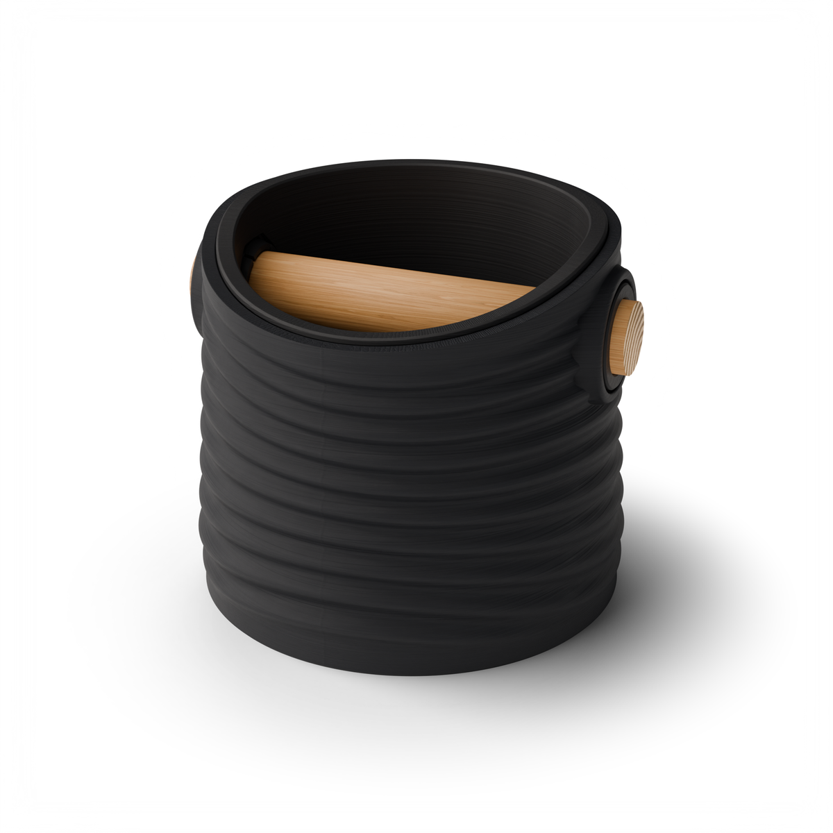 Rippled Tapered Espresso Knock Box, Two-Tone with Oak Bar Charcoal Charcoal