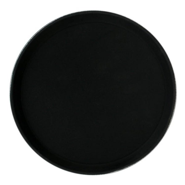 Black Round Serving Tray Rubber Lined 406mm