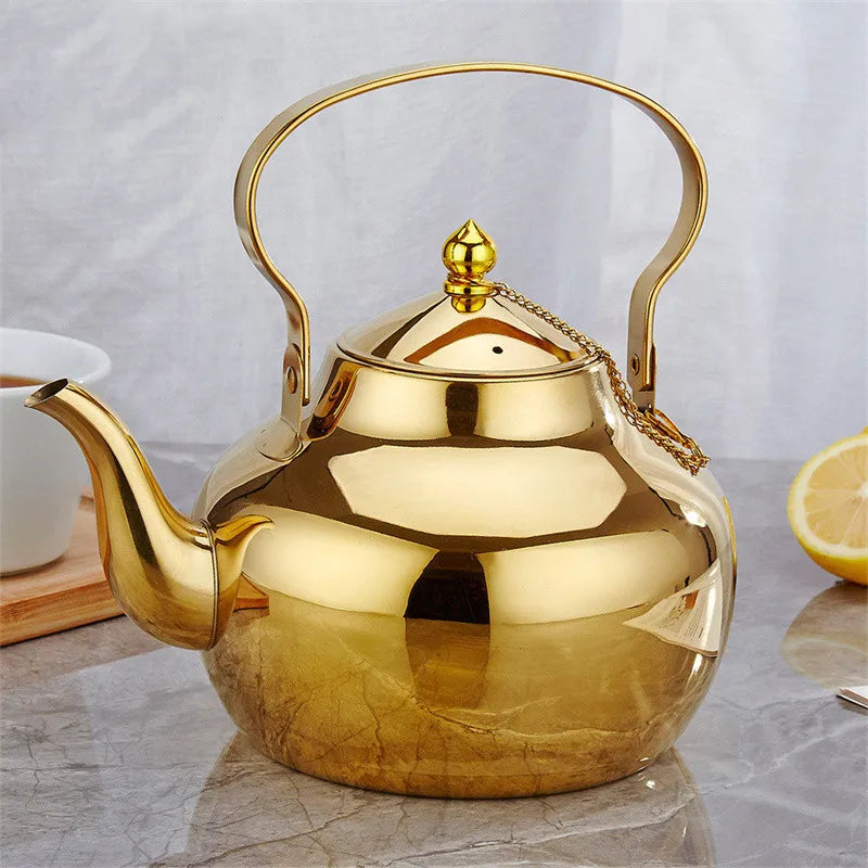 Golden Stainless Steel Kettle with Infuser – Multi-Use for Tea, Coffee, Oils Storage, Clear Soups & Baby Food Prep ,Home & Office Kitchenware 