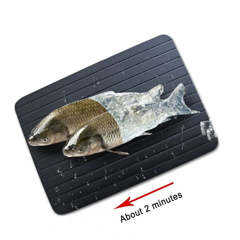 Aluminium Fast Defrosting Tray with Cleaning Brush – Thawing Plate for Frozen Meat & Fish – Ideal for Defrosting Food Quickly without a Microwave – Available in 23x16.5cm, 29.5x20.3cm & 35.5x20.5cm