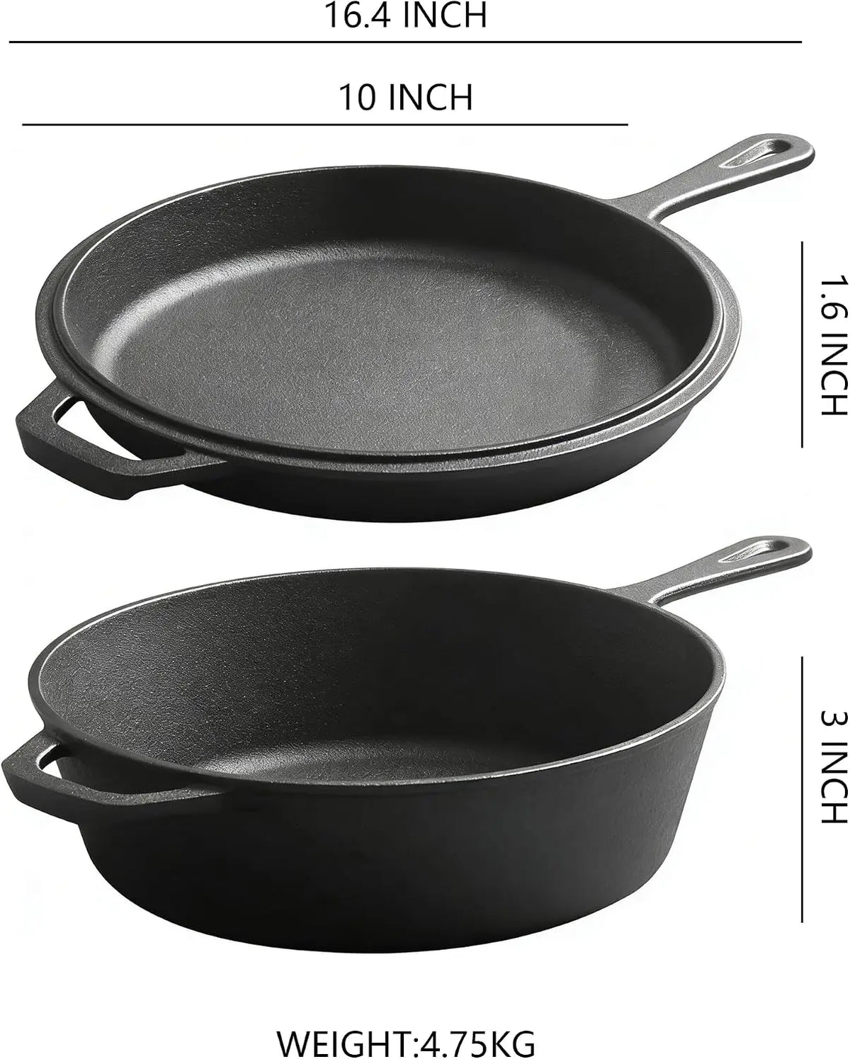 Cast Iron Dutch Oven & Skillet Lid Set – 2-in-1 Pre-Seasoned Cooking Pot – Great for Cooking, Baking, Frying & Camping United Kingdom