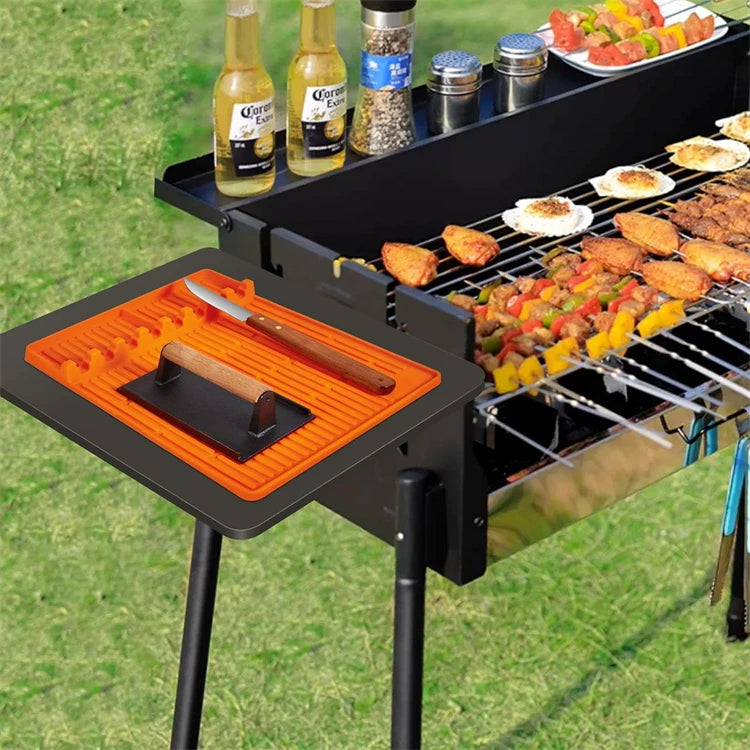 Heat Resistant Silicone Griddle Tool Mat – Grill Side Shelf Mat & BBQ Utensil Rest – Great for Flat Top Griddles & Outdoor Cooking