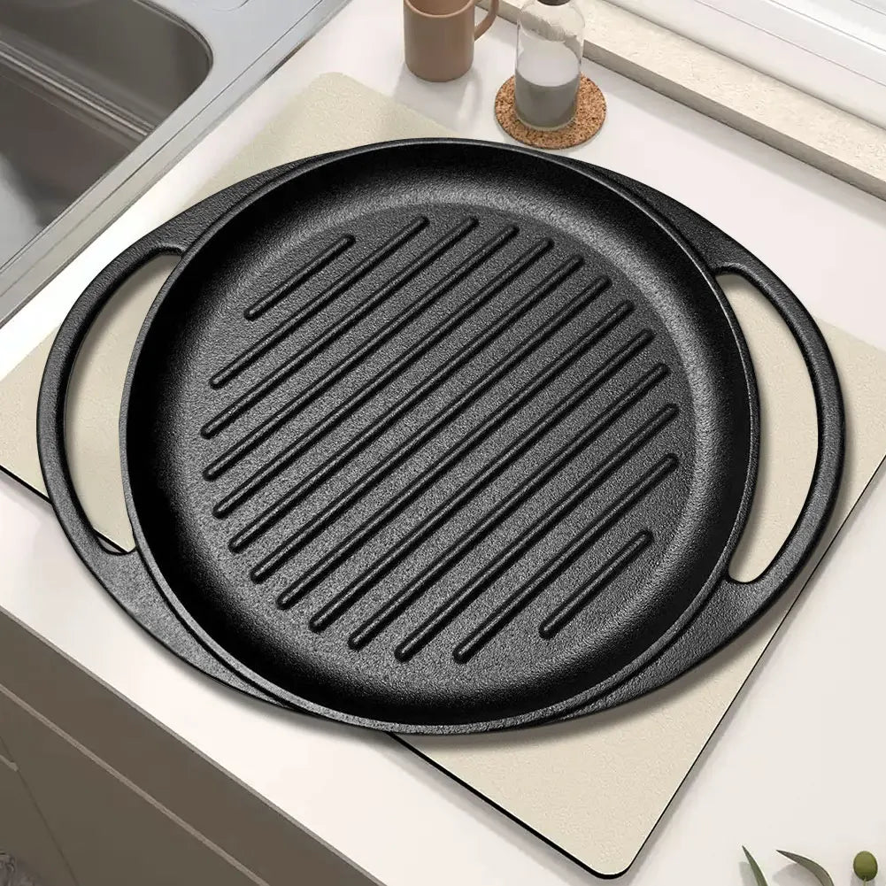 Iron Grill Pan with Dual Handles - 10 Inch