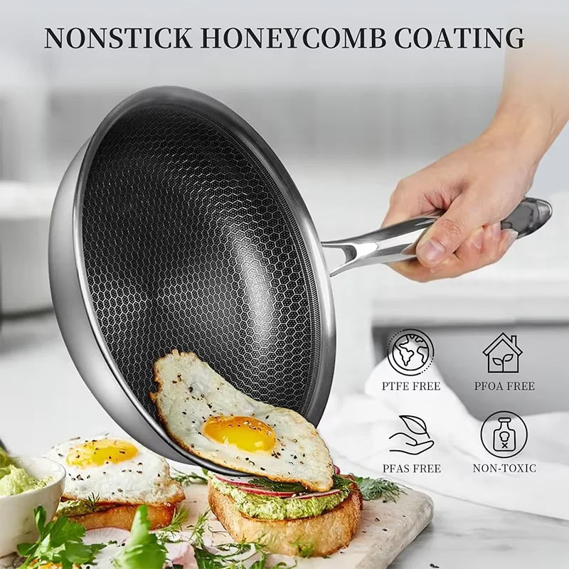 Stainless Steel Honeycomb Frying Pan