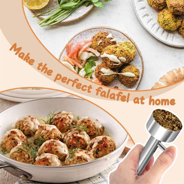 Stainless Steel Falafel Scoop Maker – Falafel & Meatball Press Mould – Perfect for Even Falafel, Veggie Patties & Meatballs – Available in Small, Medium & Large