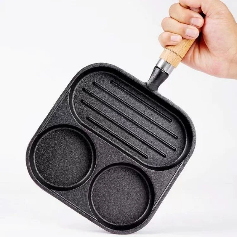 Cast Iron 4-Hole Breakfast Egg Pan – Gas & Induction Compatible | 4 Shape Options