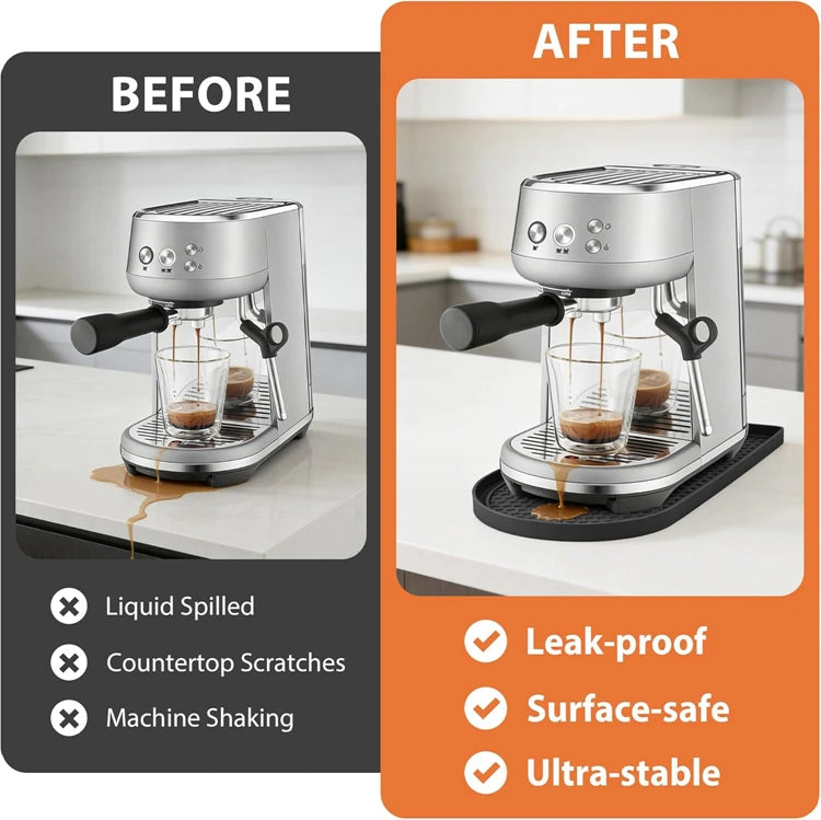 Silicone Coffee Machine Mat with Raised Edges – Non-Slip Leak-Proof Countertop Mat – Ideal for Espresso Machines & Coffee Makers – Available in 20cm & 30cm