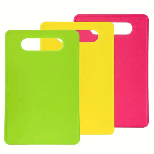 3 Piece Plastic Chopping Board Set – BPA-Free Flexible Non-Slip Cutting Mats for Meat & Vegetables – Great for Colour-Coded Prep 3 Piece Set