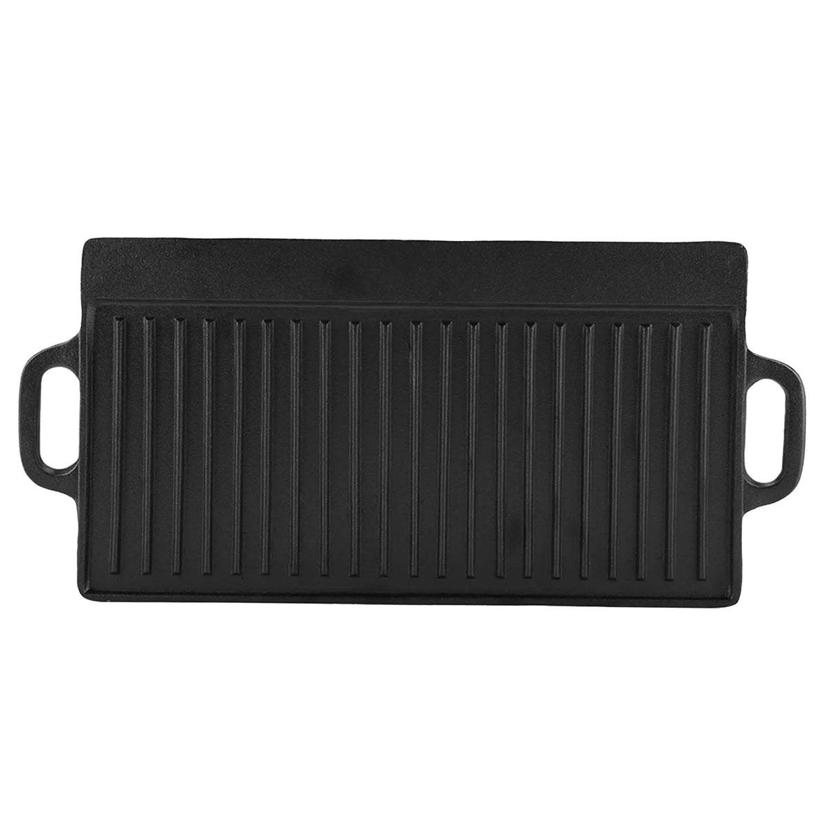 Rectangular Cast Iron Grill Pan – Double-Sided Ridged & Flat Griddle Plate with Dual Handles – Best for Steaks, Burgers & Toasties