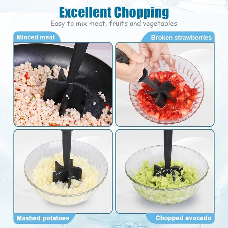 Heat Resistant Meat Chopper & Masher – Mince & Burger Smasher Tool for Nonstick Pans – Best for Browning Mince & Mashing Potatoes