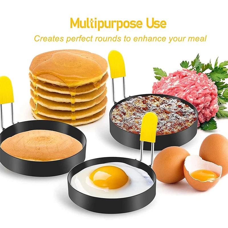 Stainless Steel Non-Stick Egg Rings – Round Egg Cooker Moulds for Frying – Best for Fried Eggs, Egg Muffins & Pancakes – Available in 2 Pieces & 4 Pieces