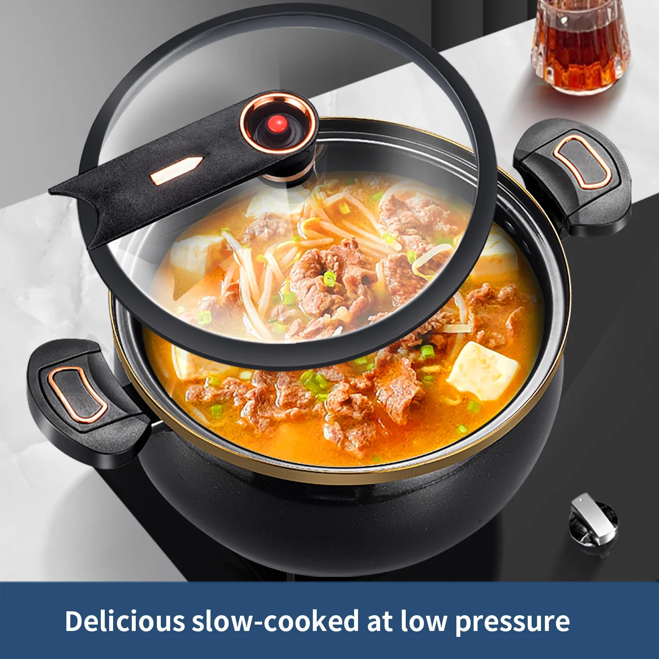 Mini Pressure Cooker with Locking Lid & Steam Exhaust Valve – Non-Stick Multipurpose 7L Capacity (26cm) Cooking Pot for Fast Cooking of Stews, Curries, Soups & One-Pot Meals – Available in Black, Orange, White & Sky Blue