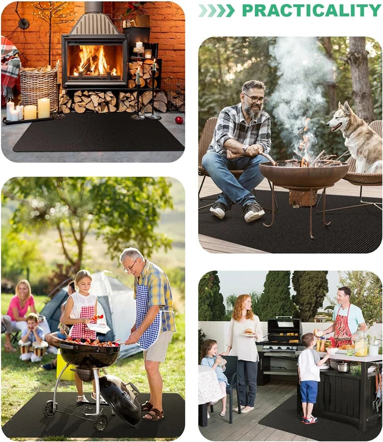 Double-Sided Fireproof Under Grill Mat – Oil & Waterproof BBQ, Fire Pit & Fireplace Protective Mat – Best for Patios, Decks & Lawns – Available in 40x60cm, 122x76cm, 127x97cm & 165x99cm