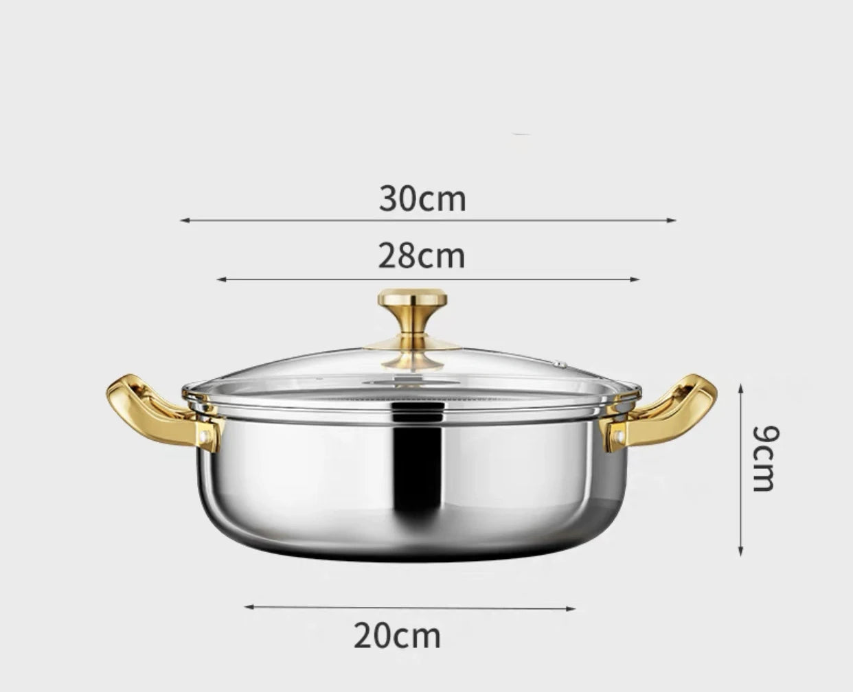 Honeycomb Stainless Steel Soup Pot with Lid – Multi-Purpose Non-Stick Pot for Frying, Stewing, Searing, Stir-Fry, Soup & Stock – Works on All Stovetops – Available in 28cm and 30cm