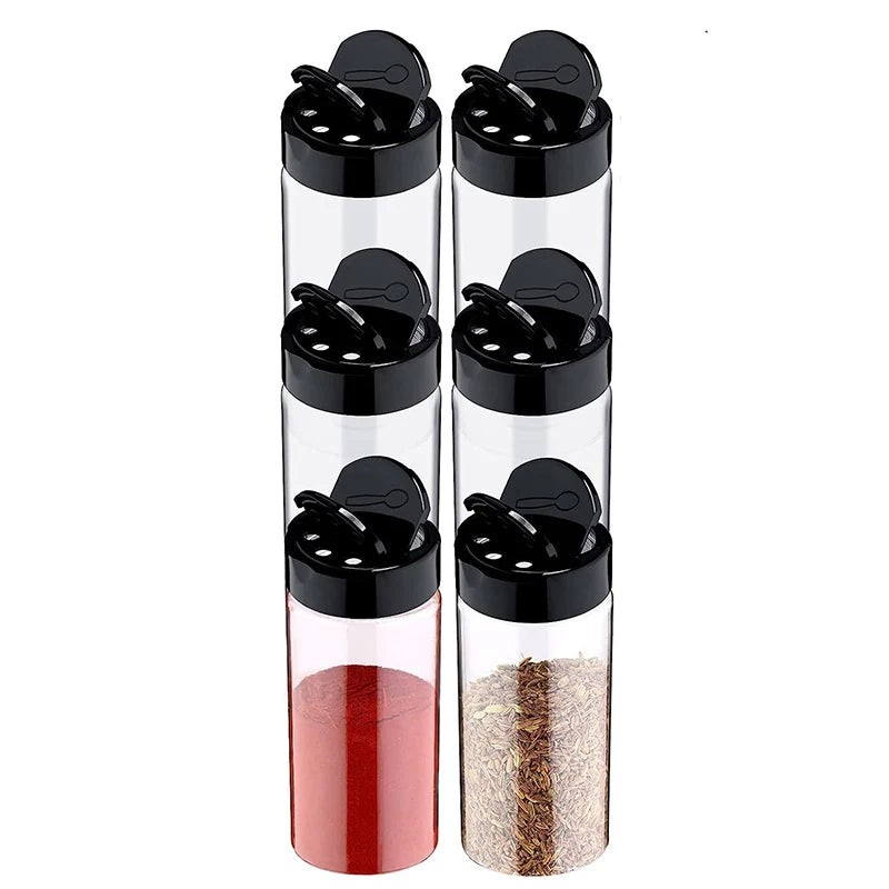 Clear Plastic Spice Jars with Shaker Lids – Seasoning Containers for Spice Powders & Herbs – Ideal for Organising Kitchen Cupboards – Available in 6 Pieces, 9 Pieces, 12 Pieces & 15 Pieces