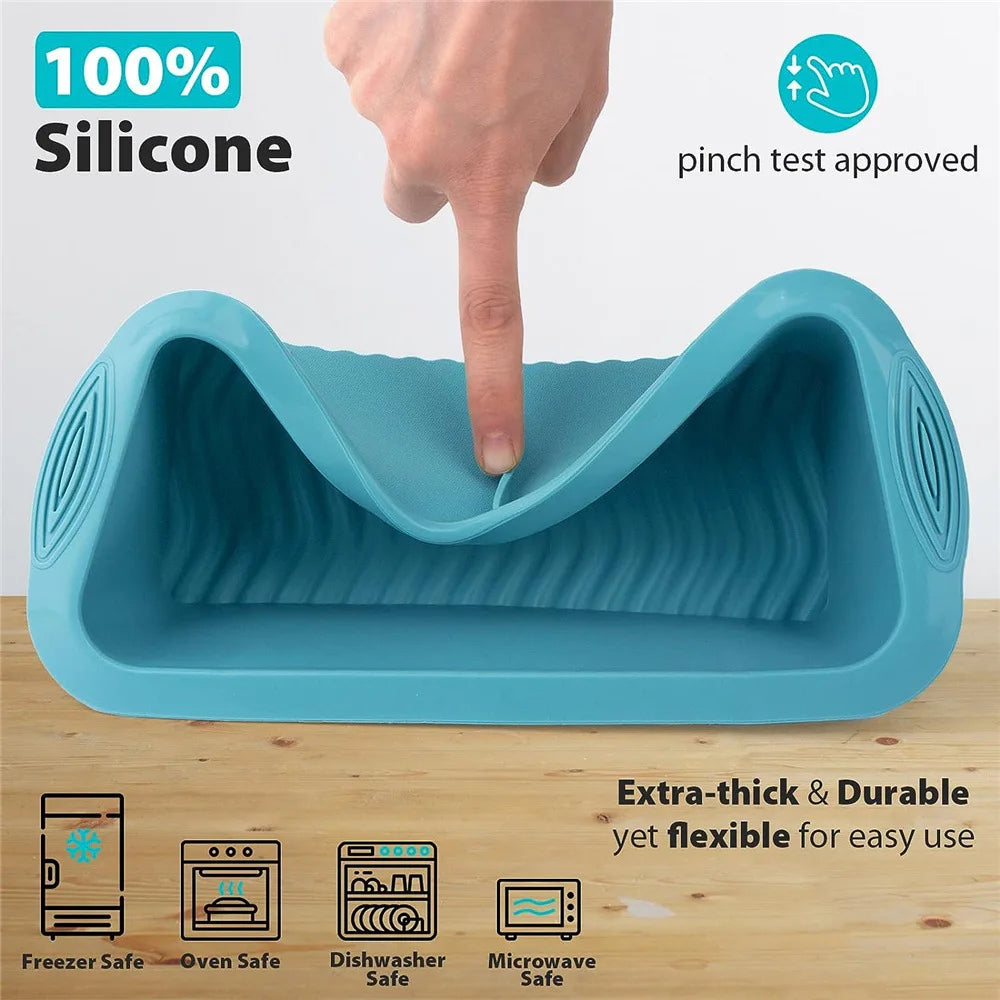 Non-Stick Silicone Loaf Pan – Easy Release Bread Mould & Baking Tin – Perfect for Bread, Meatloaf, Banana Bread & Cakes – Available in Grey, Pink & Blue Colours
