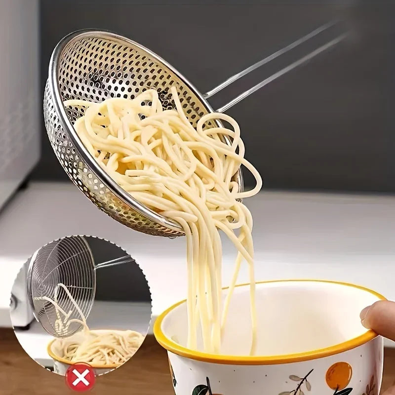 Stainless Steel Fine Mesh Noodle Skimmer – Spaghetti & Pasta Strainer Spoon – Ideal for Draining Pasta, Noodles & Vegetables