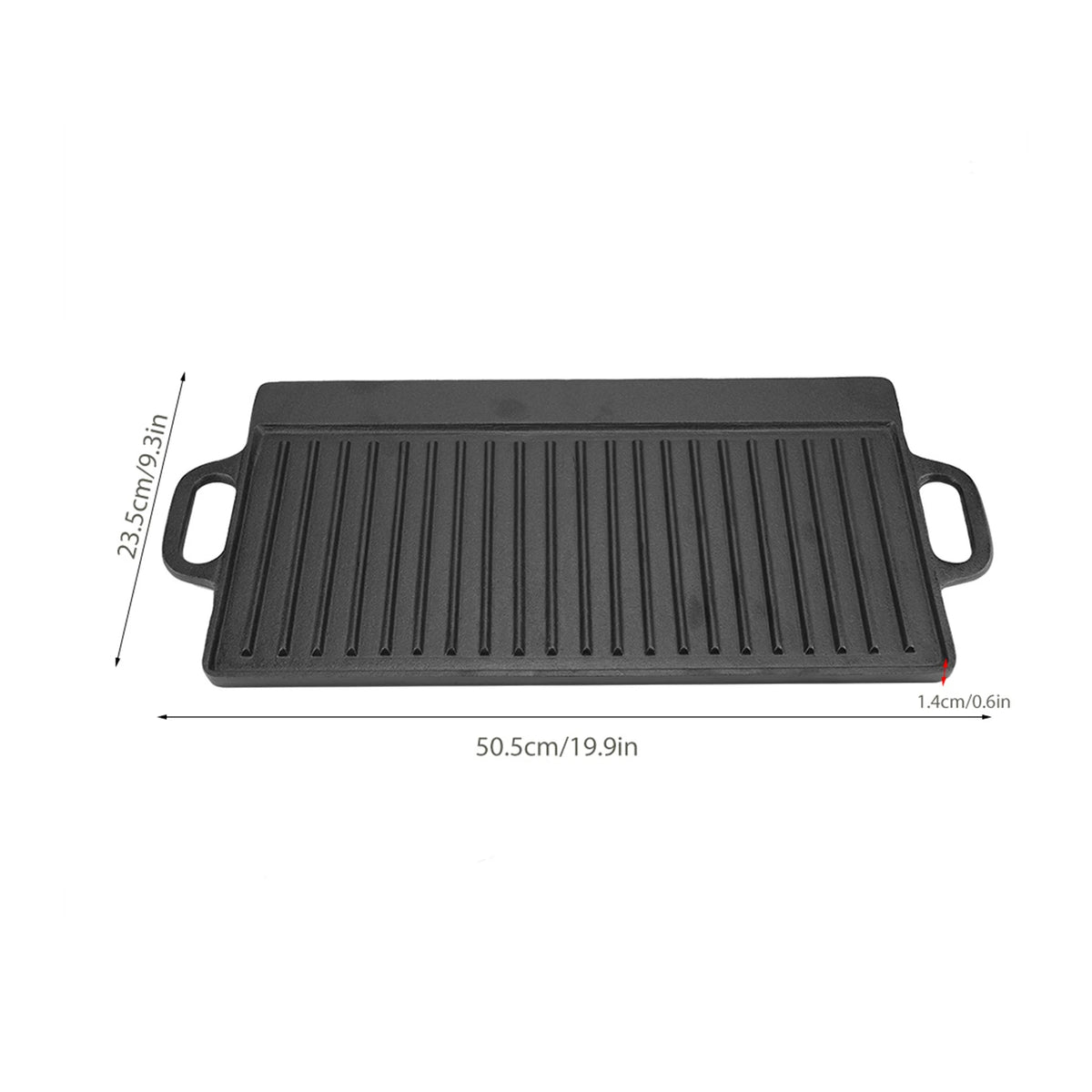 Cast Iron Reversible Griddle Pan – Ridged & Flat Double-Sided Grill Tray for Oven, Hob & Campfire – Best for Big Breakfasts & Family Grills (50.5 x 23.5cm)