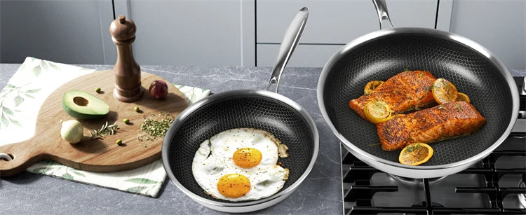 Stainless Steel Honeycomb Frying Pan