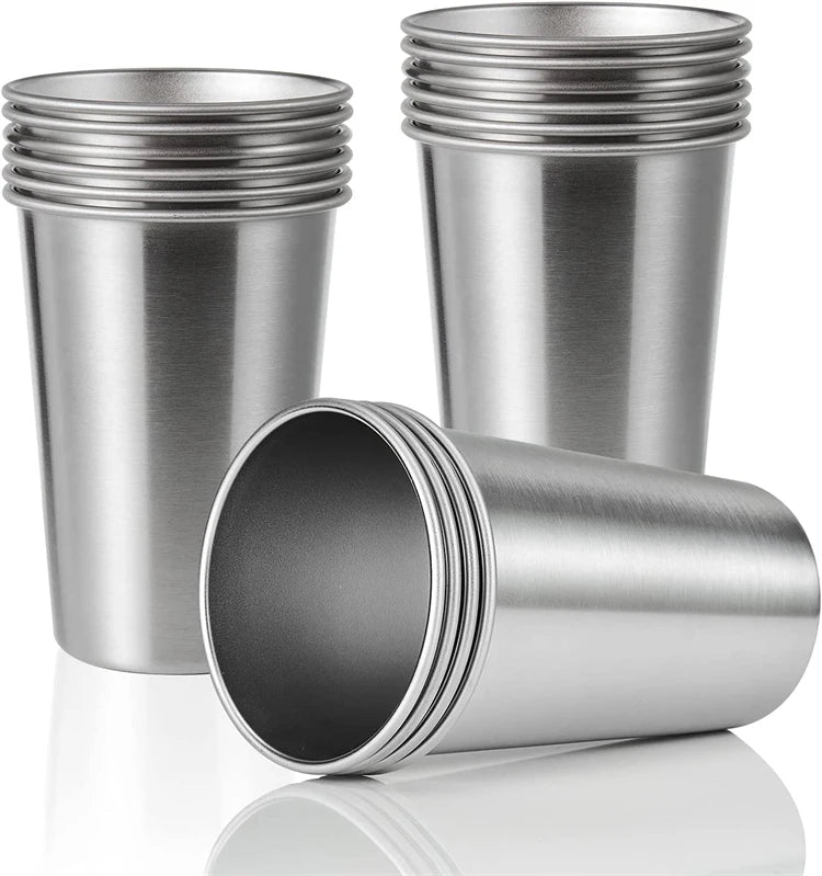 500ml Stainless Steel Stackable Tumbler Cup – Unbreakable Reusable Metal Pint Cup – Best for Water, Milk, Kids & Travel