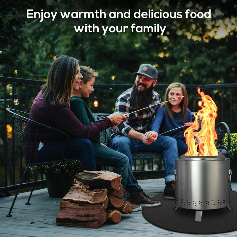 Round Fireproof Fire Pit & Under Grill Mat – Oil-Proof, Waterproof BBQ Pad – Great for Protecting Decks, Patios & Lawns