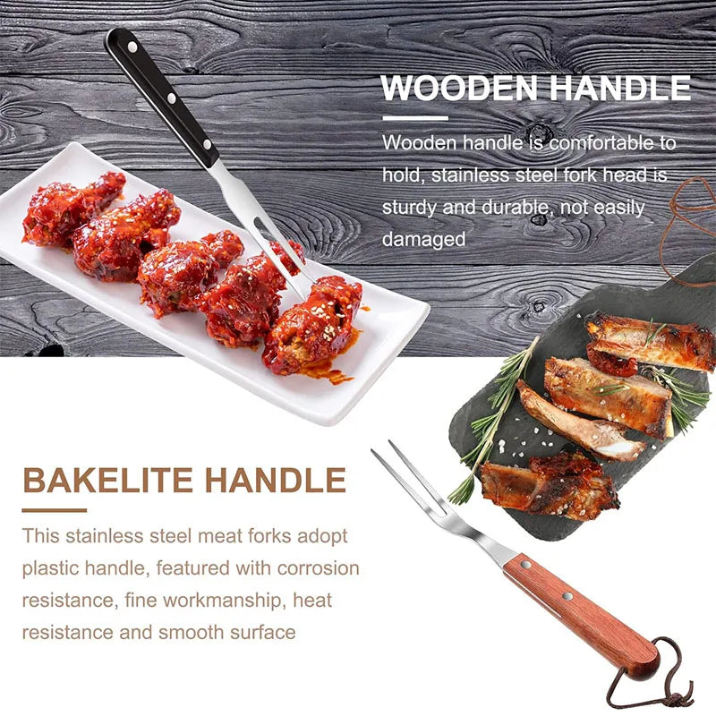Stainless Steel Meat Forks with Wood Handle