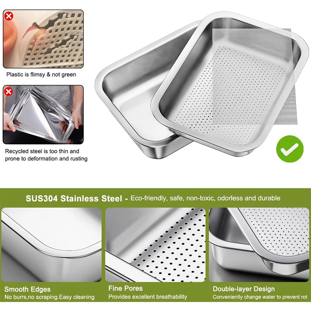 Stainless Steel Sprouting Tray Kit – Soil-Free Seed Germination Tray – Perfect for Growing Microgreens, Wheatgrass & Bean Sprouts