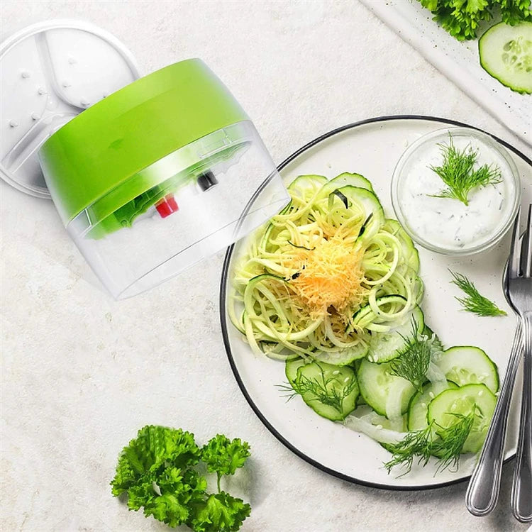 Handheld 4 in 1 Vegetable Spiralizer – Adjustable Spiral Cutter & Veggie Noodle Maker with Stainless Steel Blades – Perfect for Courgetti & Vegetable Spaghetti