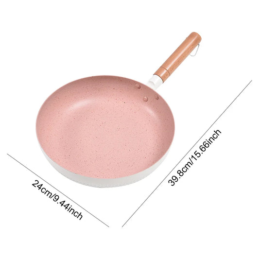 Blush Pink Non-Stick Frying Pan – Skillet for Searing, Sautéing, Steak, Eggs, Pancakes, Crepes, Stir-Frying &amp; Daily Cooking – Heat-Resistant Handle – Compatible with Gas &amp; Induction Cookers – 24cm