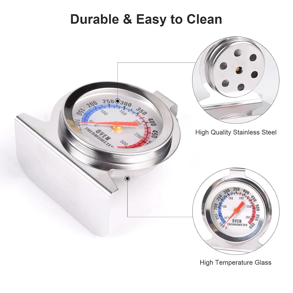 Stainless Steel Oven Thermometer 50–300°C – Large Dial Instant Read Cooking Thermometer – Ideal for Ovens, Grills & Smokers – Available in 1, 2 & 4 Pieces
