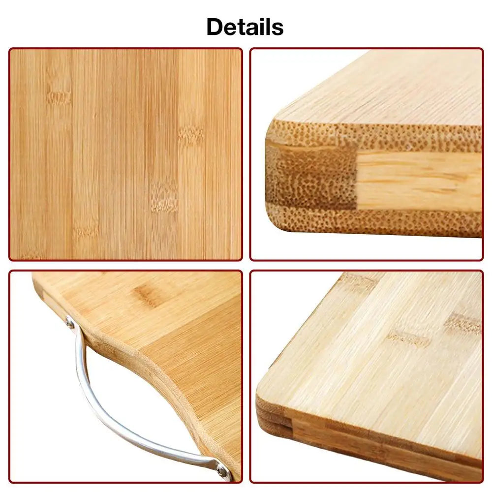 Bamboo Cutting Board with Stainless Steel Handle – Reversible Double-Sided Chopping Board with Hanging Handle – Durable, stylish, Hygienic & Easy-to-Store Multi-Purpose Cutting Board for Daily Food Prep –Available in 5 Sizes