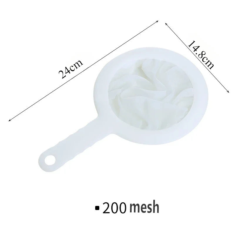 Ultra-Fine Nylon Mesh Strainer Spoon – Washable Filter Sieve for Soy Milk, Juice, Coffee & Tea – Best for Smooth, Pulp-Free Drinks – Available in 100, 200 & 400 Mesh
