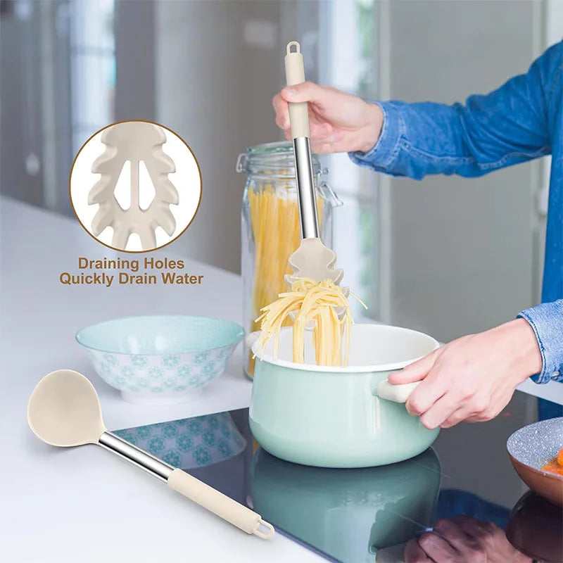 Silicone Pasta Fork & Ladle Spoon Set