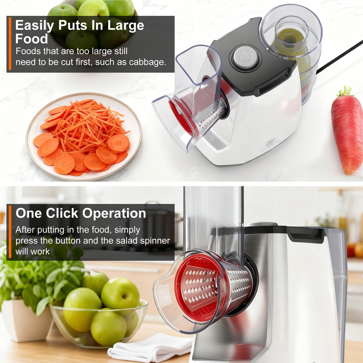 5-in-1 Electric Grater & Salad Maker 150W – Vegetable Slicer & Shredder with Stainless Steel Cones – Great for Cheese, Carrots, Nuts & Salads