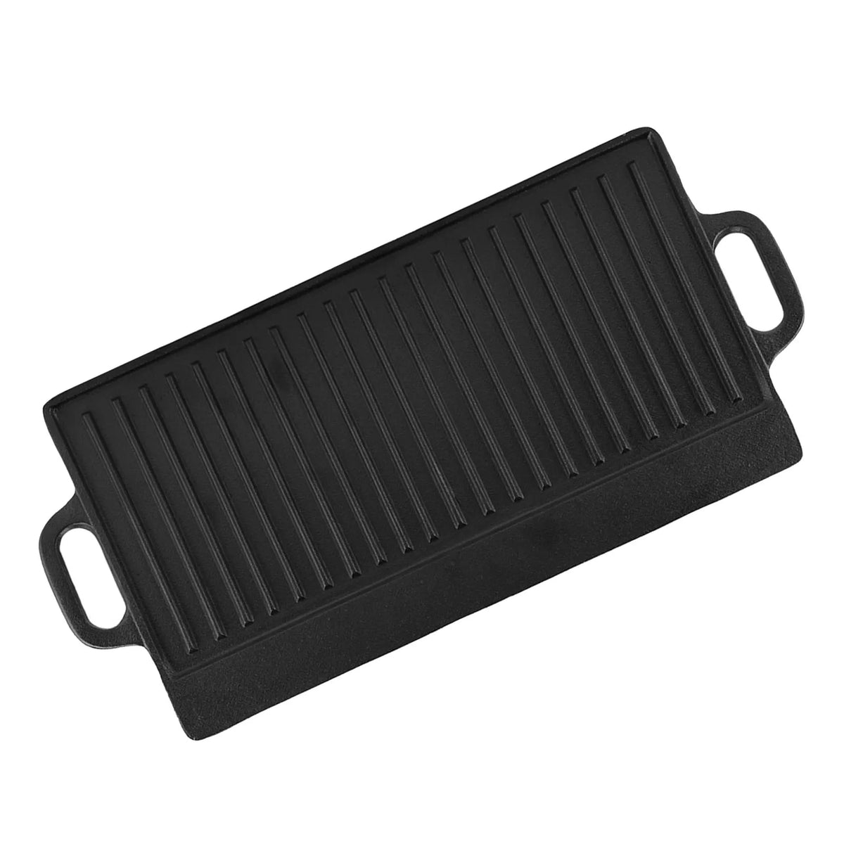Double-Sided Cast Iron Grill Pan with Dual Handles – Rectangular Reversible Griddle Plate – Best for Steaks, Pancakes & BBQ Grilling