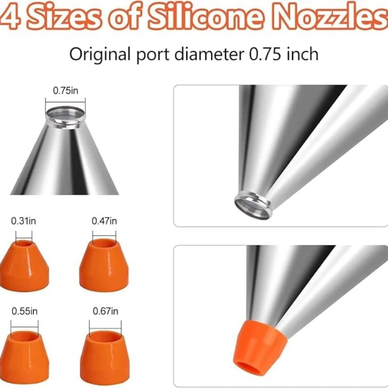 Stainless Steel Pancake Batter Dispenser with Stand – 4 Nozzle Multi-Size Funnel for Cakes, Muffins & Pastries – Best for Mess-Free Baking