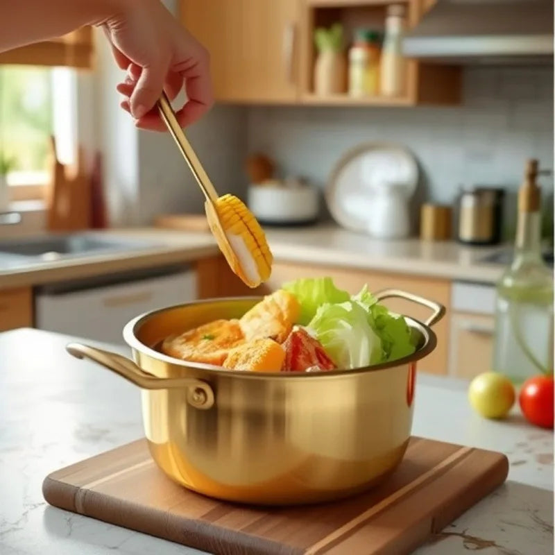 Golden Stainless Steel Noodle Pot with Lid