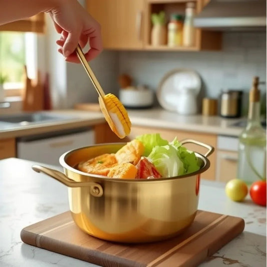 Golden Stainless Steel Noodle Pot with Lid