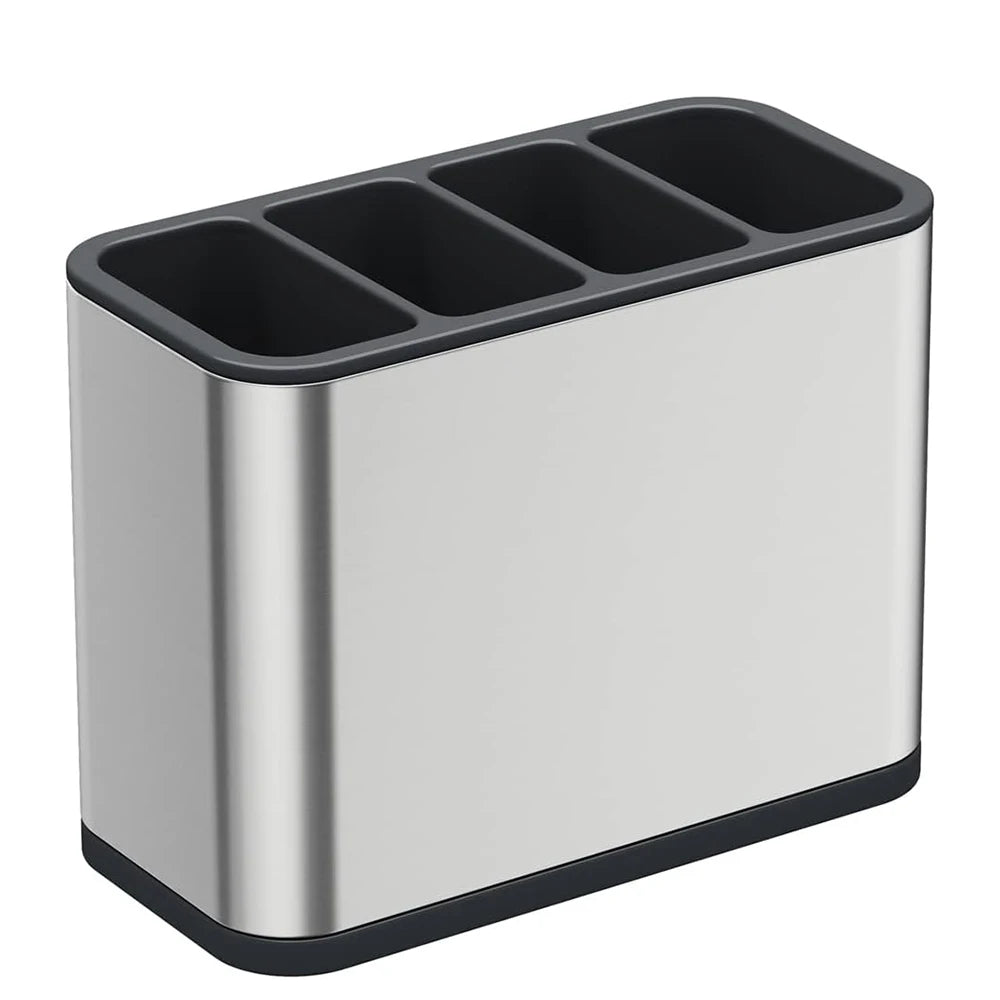Stainless Steel Cutlery Caddy with 4 Compartments – Utensil Drying Rack & Flatware Holder – Great for Kitchen Worktops & Dining Tables