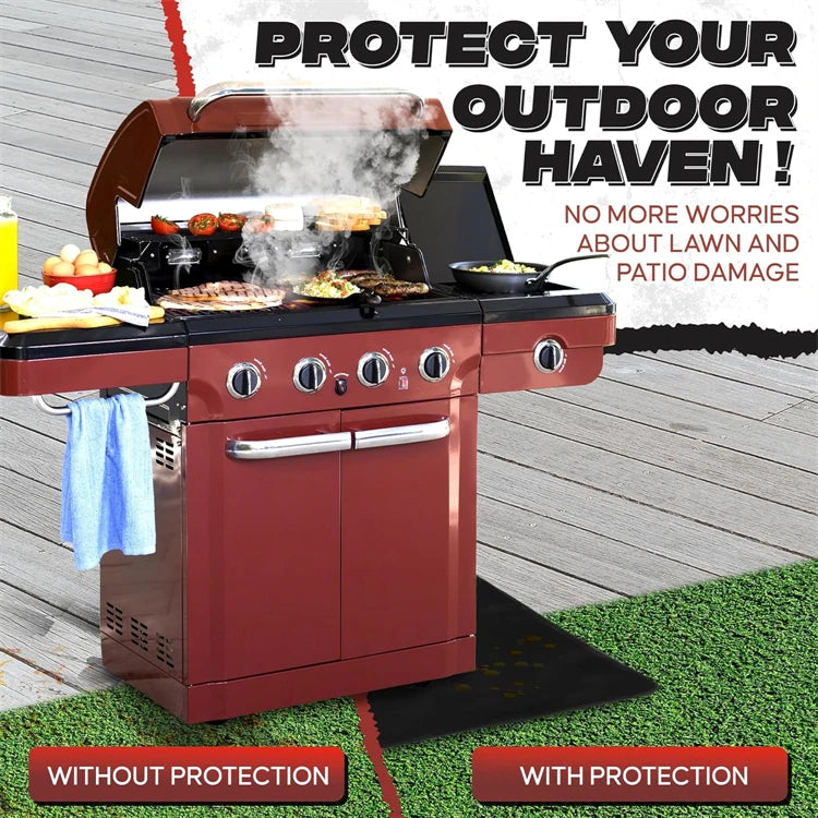 Double-Sided Fireproof Under Grill Mat – Oil & Waterproof BBQ, Fire Pit & Fireplace Protective Mat – Best for Patios, Decks & Lawns – Available in 40x60cm, 122x76cm, 127x97cm & 165x99cm