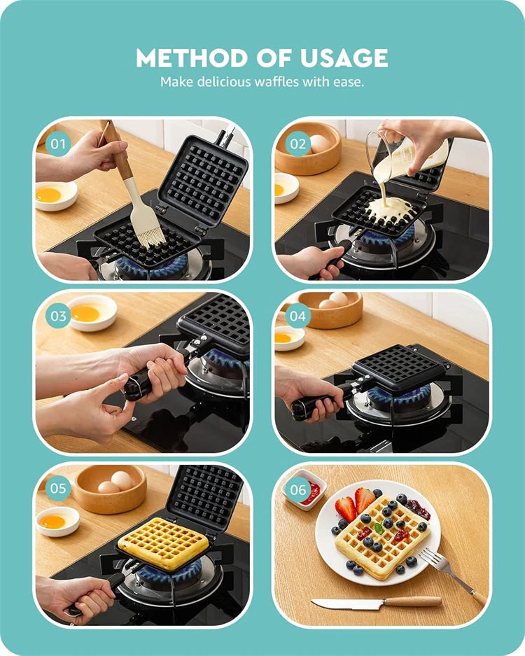 Stovetop Belgium Waffle Maker Pan