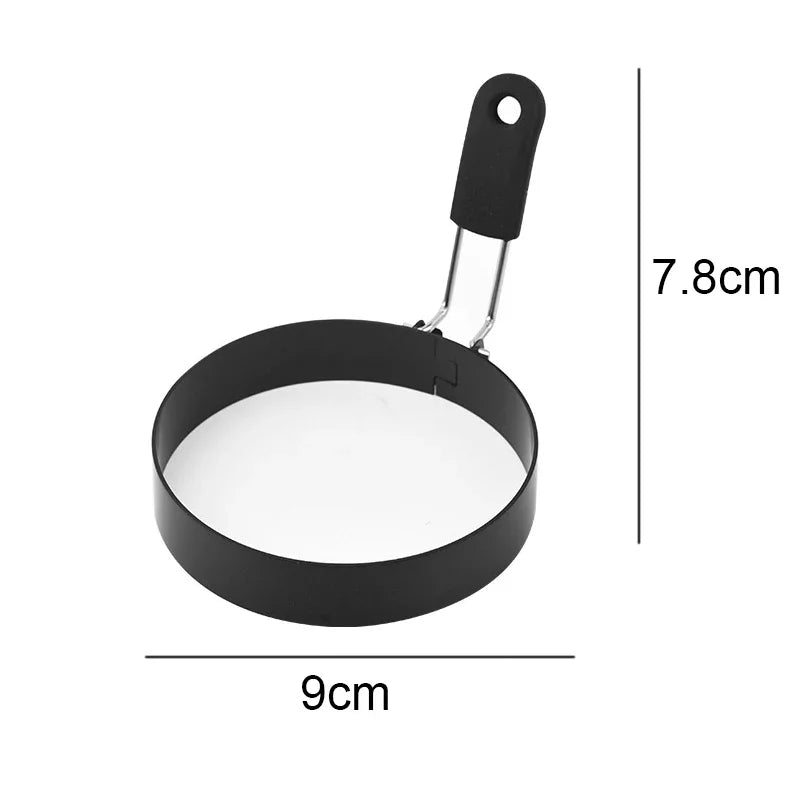 Stainless Steel Egg & Pancake Rings – Non-Stick Anti-Scald Egg Moulds with Folding Handles – Ideal for Fried Eggs, Muffins & Pancakes